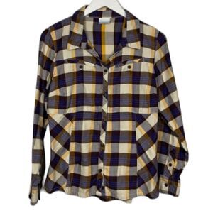 EC COLUMBIA SPORTSWEAR SLIDE ROCK FLANNEL V-NECK W/ CHEST POCKETS SZ. L